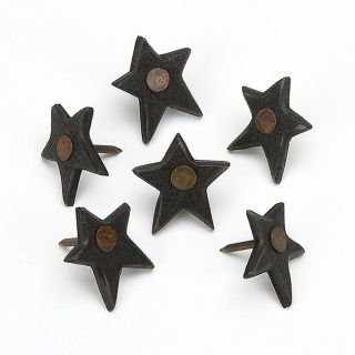 Black Primitive Country Decorative Small Wooden Star Nails Set of 6