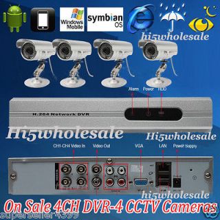 Standalone 4CH CCTV DVR Security Kit H.264 4 Outdoor Waterproof Color 