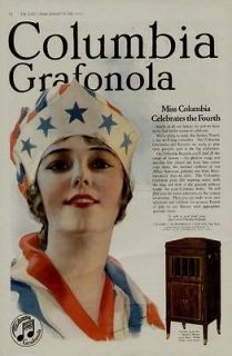   GRAFONOLA AD / 4th OF JULY MISS COLUMBIA   ARTISTS ROLF ARMSTRONG