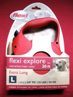FLEXI EXPLORE LONG RETRACTABLE TAPE DOG LEASH 26FT 110LB,MADE IN 