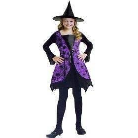   Dark Purple Spider Web Witch Child Halloween Costume  4/6, 7/9 & 10/12