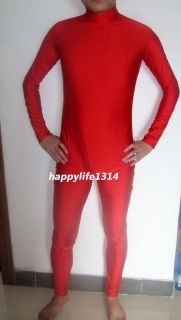Lycra spandex zentai costume Red bodysuit without head/hands/feet size 