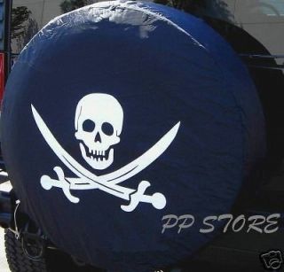 SPARE TIRE COVER 265/75R16 with Pirate Skull h3 black ds9206813p 