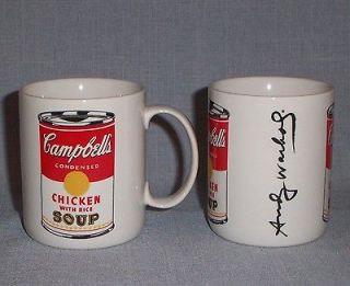   Warhol Signed Block POP Campbells Chicken Soup Can Coffee Mug Mugs