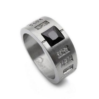 Stainless Steel Black CZ Sstone Mens Ring Size 8 9 10 R306