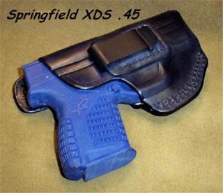 Springfield XD/S Micro .45 Cal. Holster IWB RH Black Leather w Shield