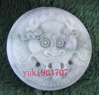   Lan Tian Yu/jade Handicraft carved*Tiger Head*Totem statuary buckle