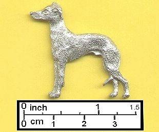 ITALIAN GREYHOUND PIN or BROOCH or BADGE   HARRIS FINE PEWTER with 