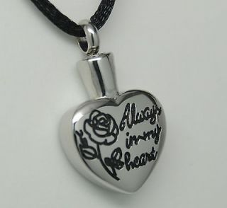   IN MY HEART URN NECKLACE HEART CREMATION JEWELRY ROSE URN PET URN TOO