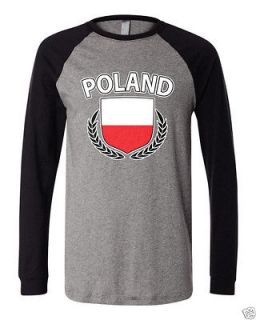   Of Arms Long Sleeve Baseball T shirt Polska Europe Warsaw Shield Tee