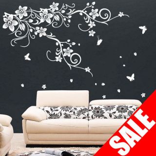 Large Vine Flower Butterfly Wall stickers / Wall decal
