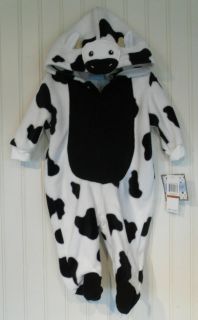 NWT Little By Little Toddler Cow Coverall Costume With Hood 0/3 mo 