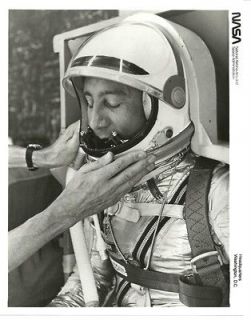 Official NASA Photo Mercury Astronaut Gus Grissom Helmet Adjustment