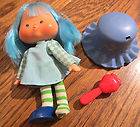 FIRST ISSUE STRAWBERRY SHORTCAKE BLUEBERRY MUFFIN DOLL WITH BRUSH FLAT 