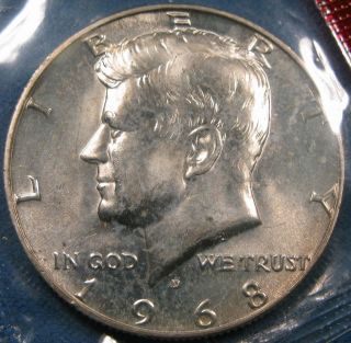 1968 D Kennedy Half Dollar 40% Silver In BU Strike 4 Coins For Sale