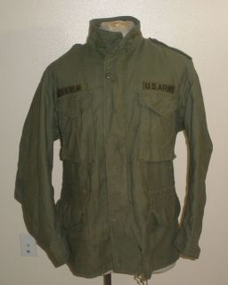 Vtg 70s VIETNAM Military M 65 OG 107 US Army Field ALPHA Jacket Large 