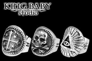 King Baby Studio COIN RING all seeing eye baby cross skull 925 