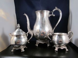   Rogers Silver Co. 1883 Mark 3 pc Silver plated Footed Tea Set