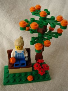   Girl ORANGE TREE & BENCH CUSTOM BUILDING KIT contains all new LEGO