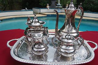 Piece 950 Sterling Tea/Coffee Set with Silver Tray   Japan