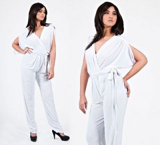 NEW Womens Batwing Grecian Sexy Jumpsuit Playsuit Romper Plus Pants XS 