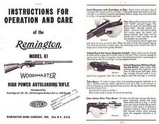 Remington Model 81 Woodmaster Care and Operations Manual
