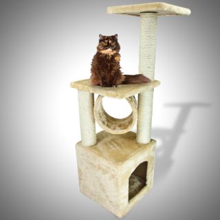 New Cat Tree 36 Level Condo Furniture Scratching Post Pet House Beige 