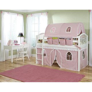 KID CHILDS GIRLS LOFT BUNK TENT BED TWIN SIZE WHITE PINK New