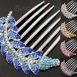   FREE SHIPPING 1pc rhinestone crystal butterfly French twist hair comb