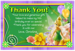TINKERBELL BIRTHDAY THANK YOU CARDS