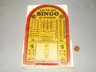 Old 5 Cent LA TA DO BINGO Punchboard Lottery Trade Stimulator NOS