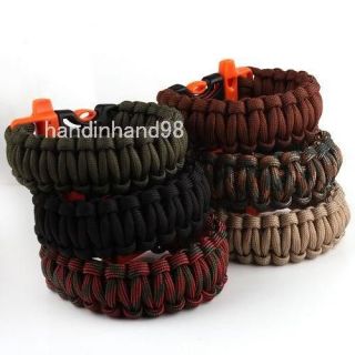 550 paracord BUSHCRAFT survival bracelet with whistle Your Choice 
