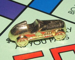   Edition Board Game Part: RACE CAR TOKEN gold colored metal charm