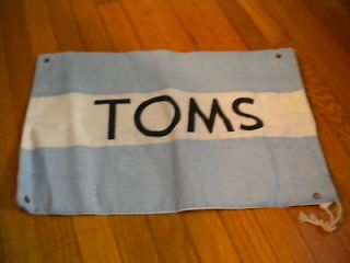 Toms Brand Footwear Drawstring Baby Blue White Canvas Bag