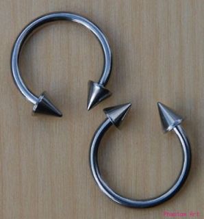 14G Steel Spiked Horseshoe Circular Earring 7/16 PAIR