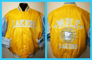 Minneapolis Lakers Satin Jacket Los Angeles LA Lakers Coat Carl Banks 