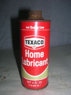 Vintage Texaco Home Lubricant 4oz. tin oil can unopened full of oil