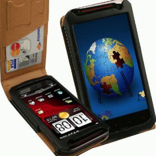 Leather Flip Case for HTC Rezound Verizon Pouch Holster Cover Black 