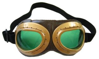 Steampunk Aviator Goggles Gold Brown Unisex Halloween Costume 