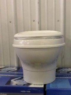   Aqua Magic V HAND Flush LOW PROFILE ,PARCHMENT RV Trailer Toilet NEW