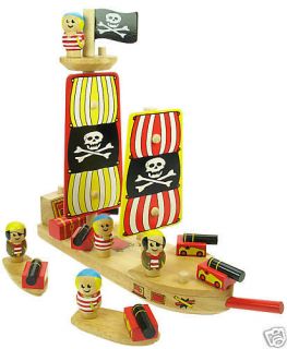NEW BIGJIGS PIRATE SHIP BOAT PIRATES CHILDS WOODEN TOY