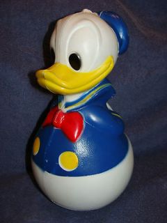   Roly Poly Walt Disneys Donald Duck 11 Tall Plastic Toy W/ Pull Ring