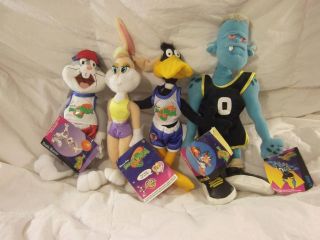Space Jam Plush Stuffed Animals Lot of 4 NWT Bugs Daffy Lola Blanko 