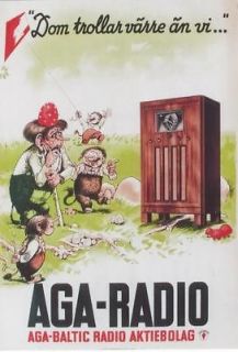 Original vintage poster AGA RADIO SWEDEN WOOD TROLLS 35