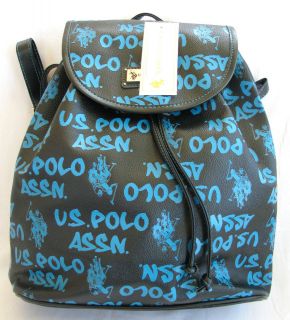 US POLO ASSN BLACK+TURQUOISE AUTOGRAPH BACKPACK BAG