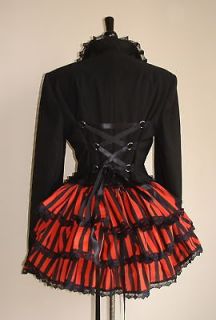 coat jacket black red corset bustle edwardian victorian steampunk goth 