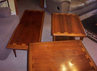 REDUCED) Vintage Lane Dovetailed Top Coffee Table and 2 End Tables