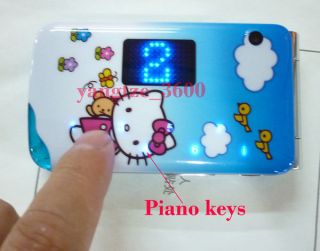   Hello kitty Cell phone 2014 Dual Sim Card FM TV Piano sound Flip Blue