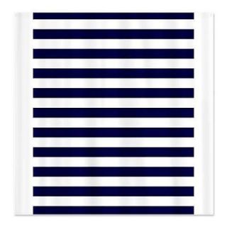 Nautical Navy Stripes Navy Shower Curtain by 672256158
