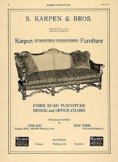 1916 Ad Upholstered Furniture Couch S Karpen & Brothers   ORIGINAL 